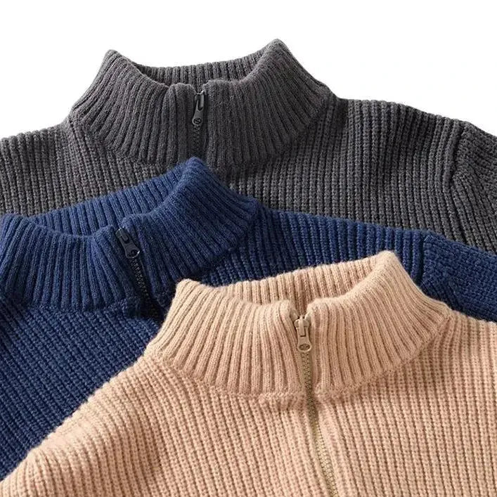 Adam Ribbed Knit Zip Sweater