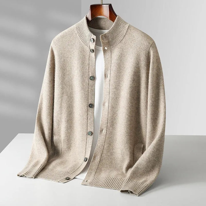 Wool Stand Collar Cardigan