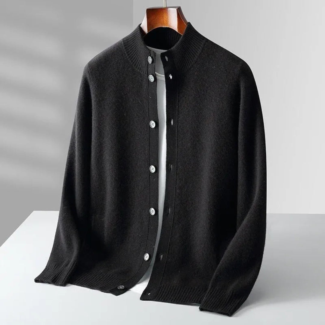 Wool Stand Collar Cardigan