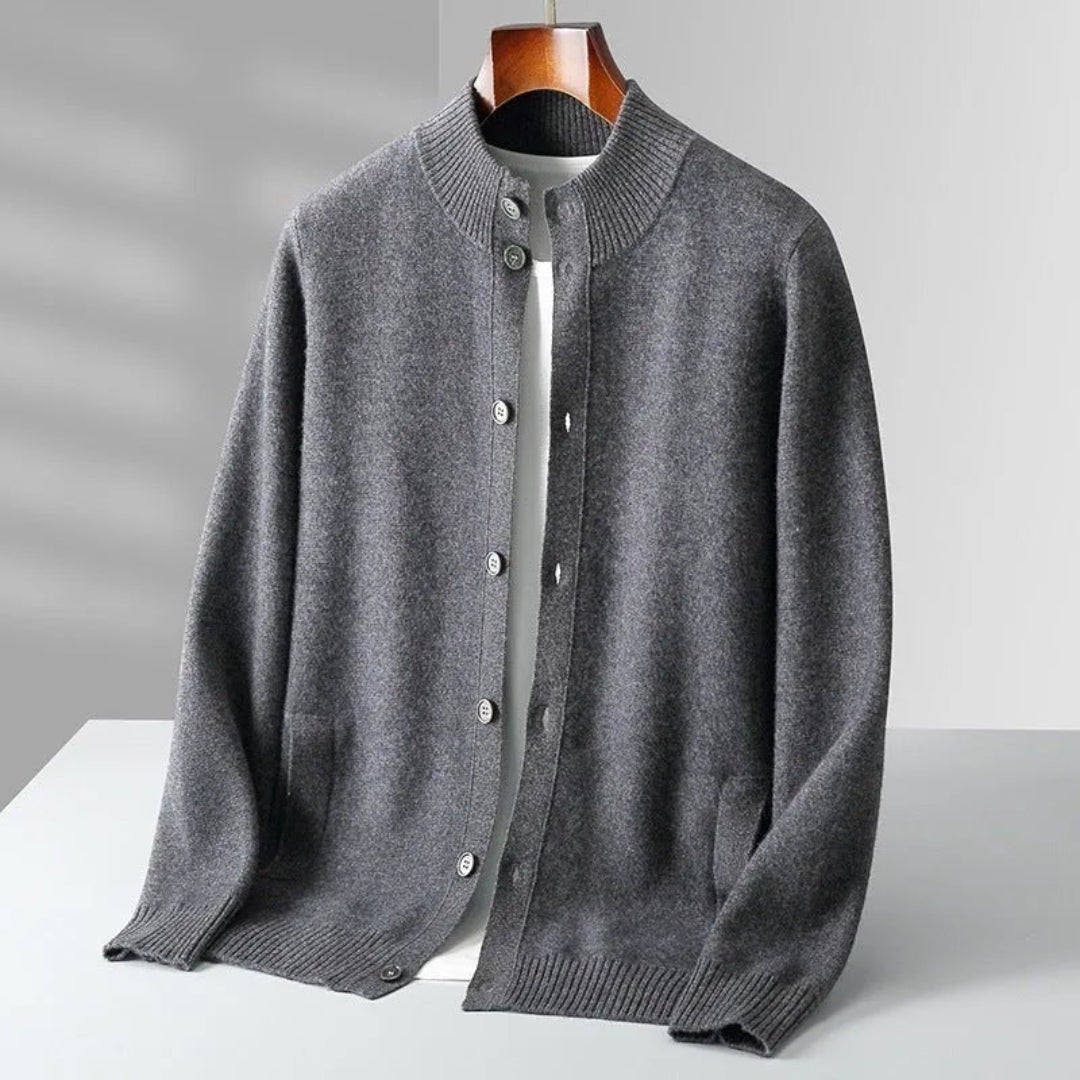Wool Stand Collar Cardigan
