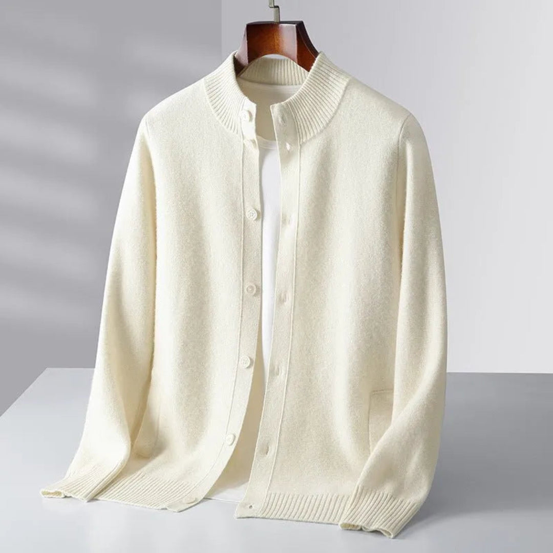 Wool Stand Collar Cardigan