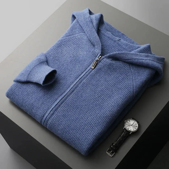 Mike Wool Zip-Up Hooded Cardigan