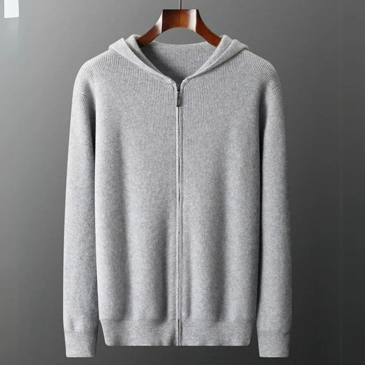 Mike Wool Zip-Up Hooded Cardigan