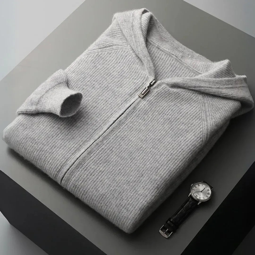 Mike Wool Zip-Up Hooded Cardigan