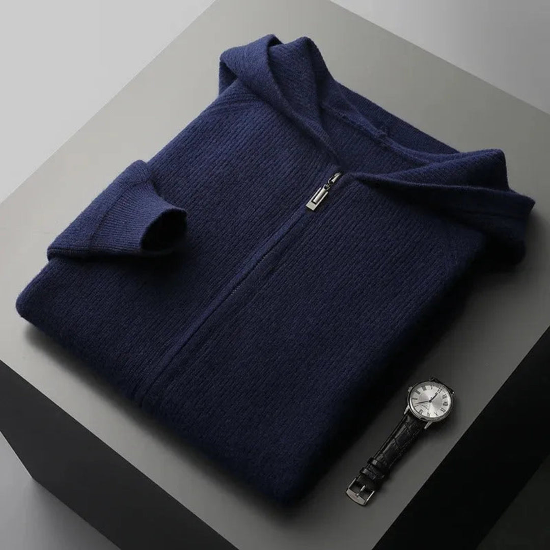 Mike Wool Zip-Up Hooded Cardigan