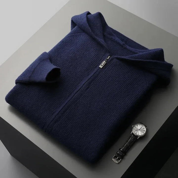 Mike Wool Zip-Up Hooded Cardigan