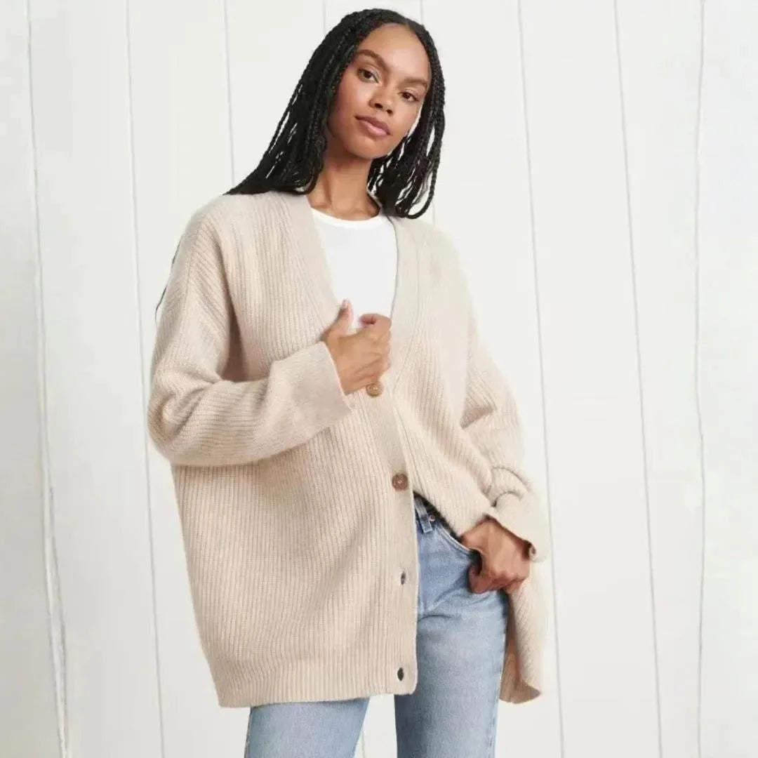 Neri Oversized V-Neck Knit Button Cardigan