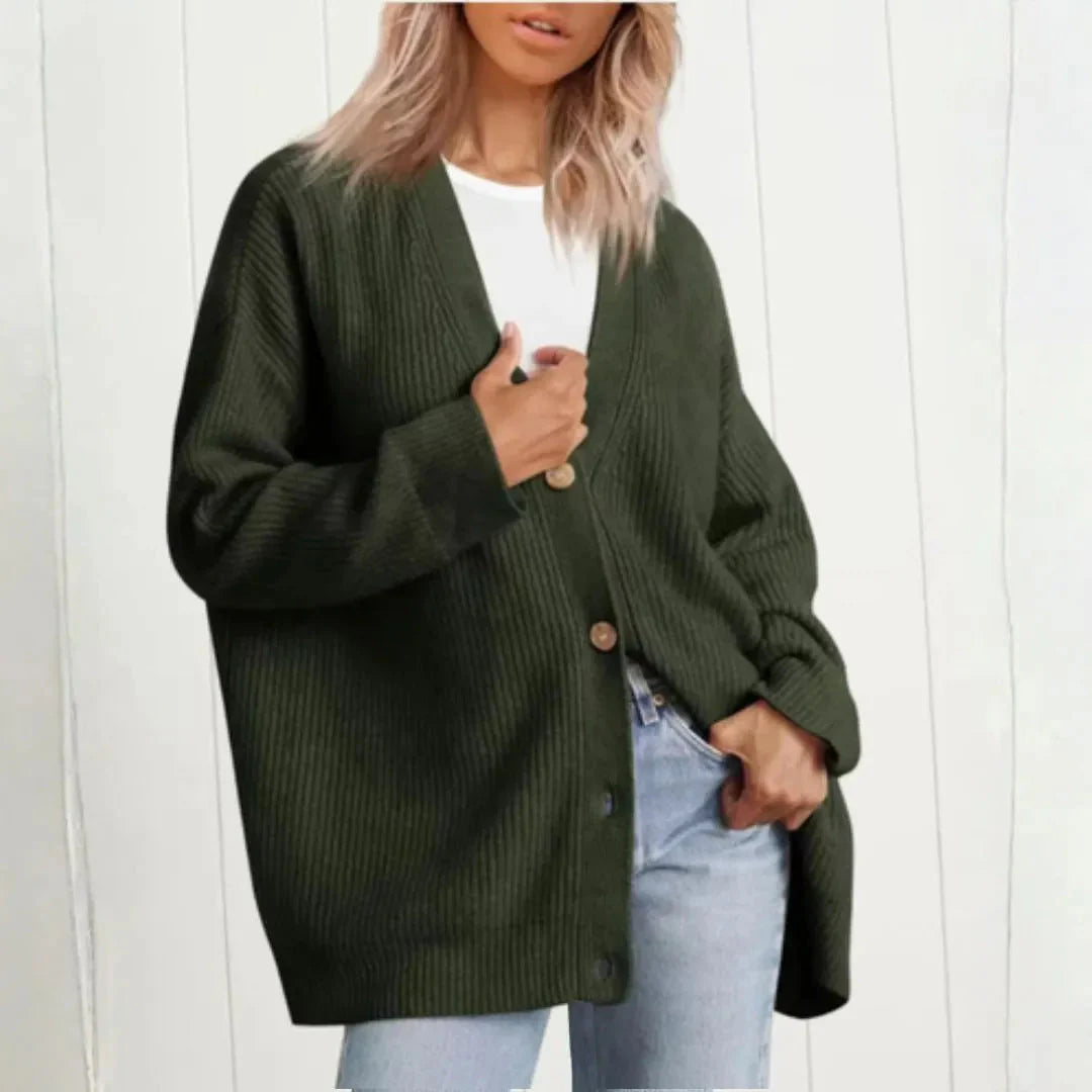 Neri Oversized V-Neck Knit Button Cardigan