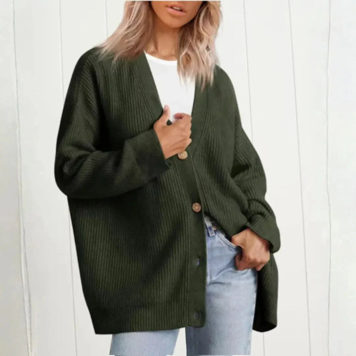 Neri Oversized V-Neck Knit Button Cardigan