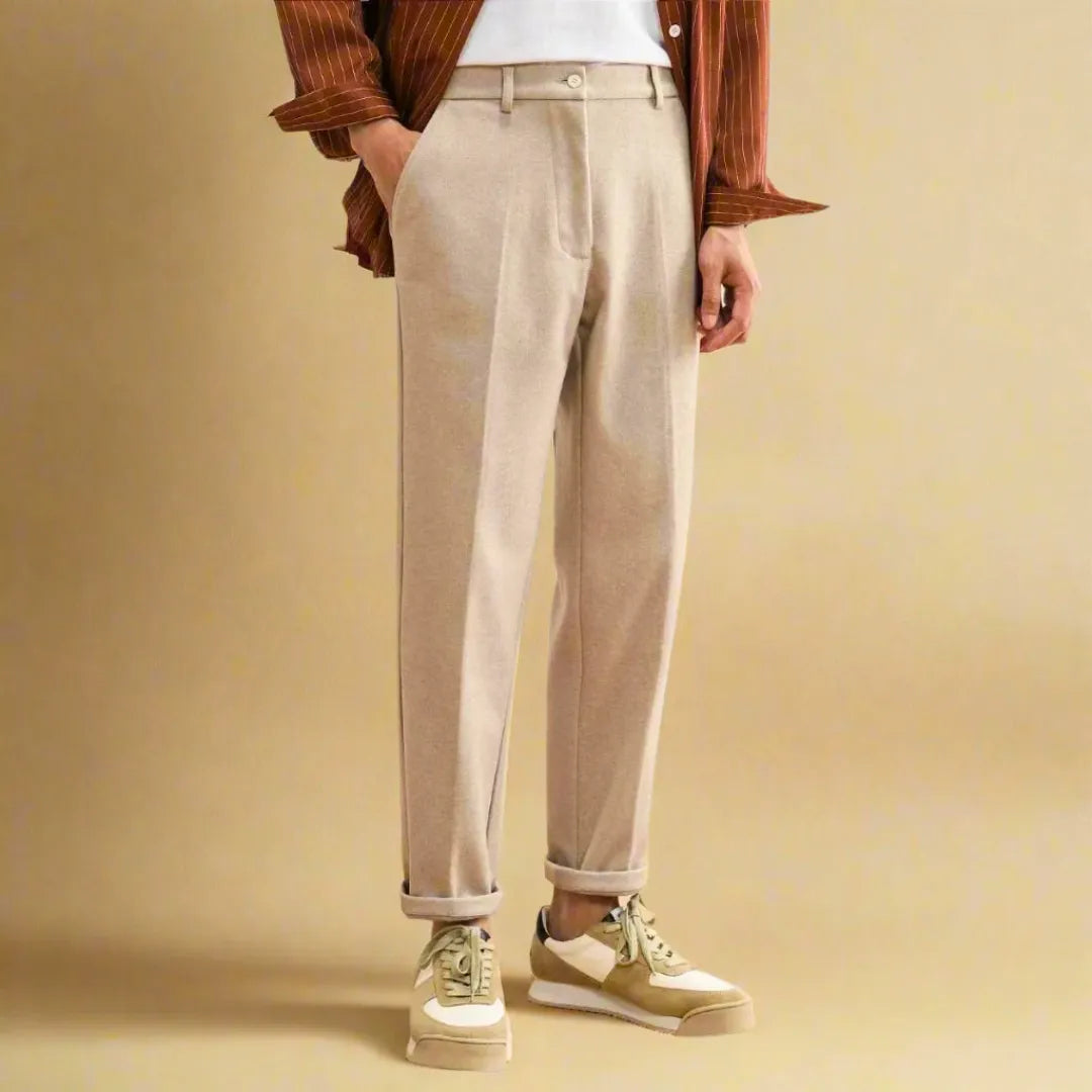 Noah Cropped Slim Fit Tailored Trousers