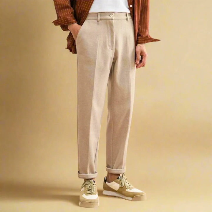 Noah Cropped Slim Fit Tailored Trousers