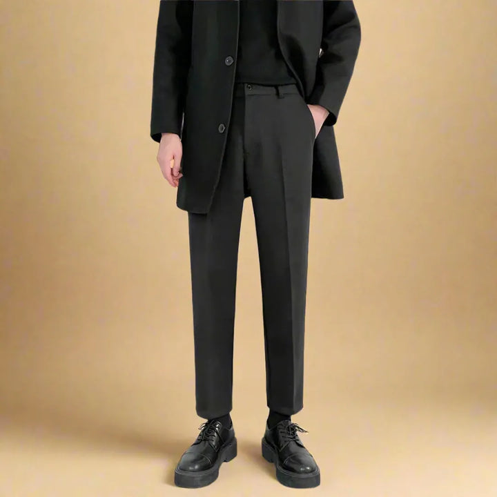 Noah Cropped Slim Fit Tailored Trousers