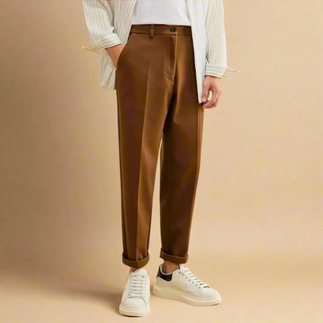 Noah Cropped Slim Fit Tailored Trousers