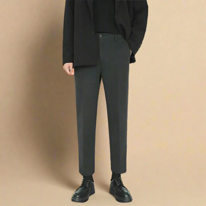 Noah Cropped Slim Fit Tailored Trousers