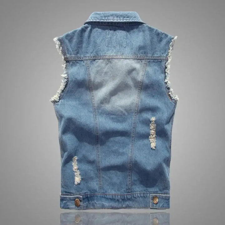 Oscar Distressed Washed Denim Vest