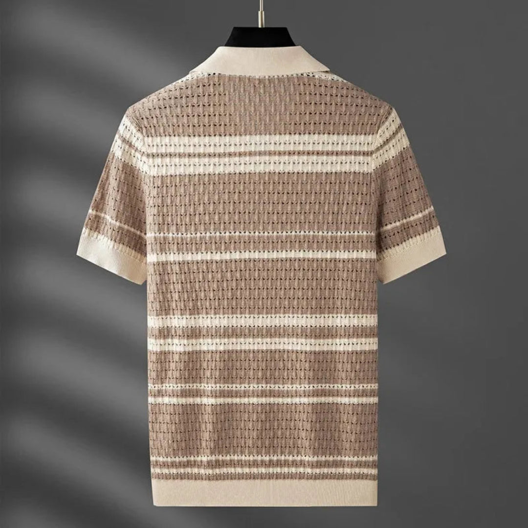 Paolo Striped Knit Polo Shirt