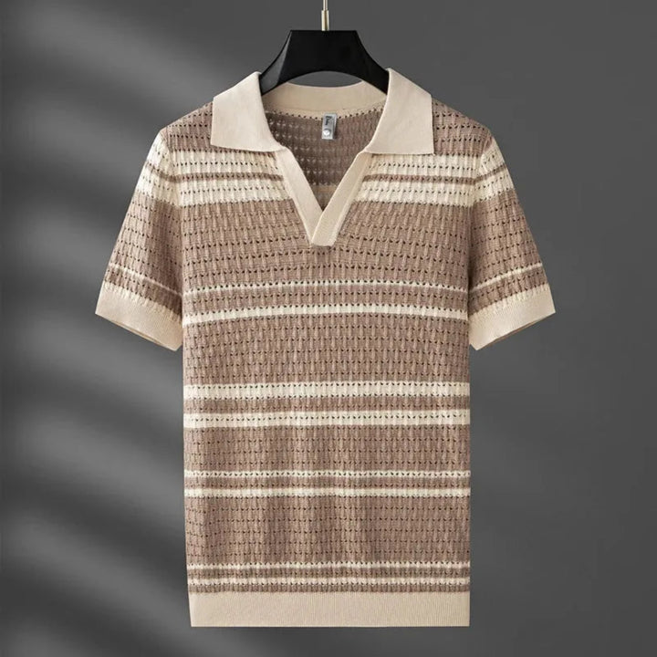 Paolo Striped Knit Polo Shirt