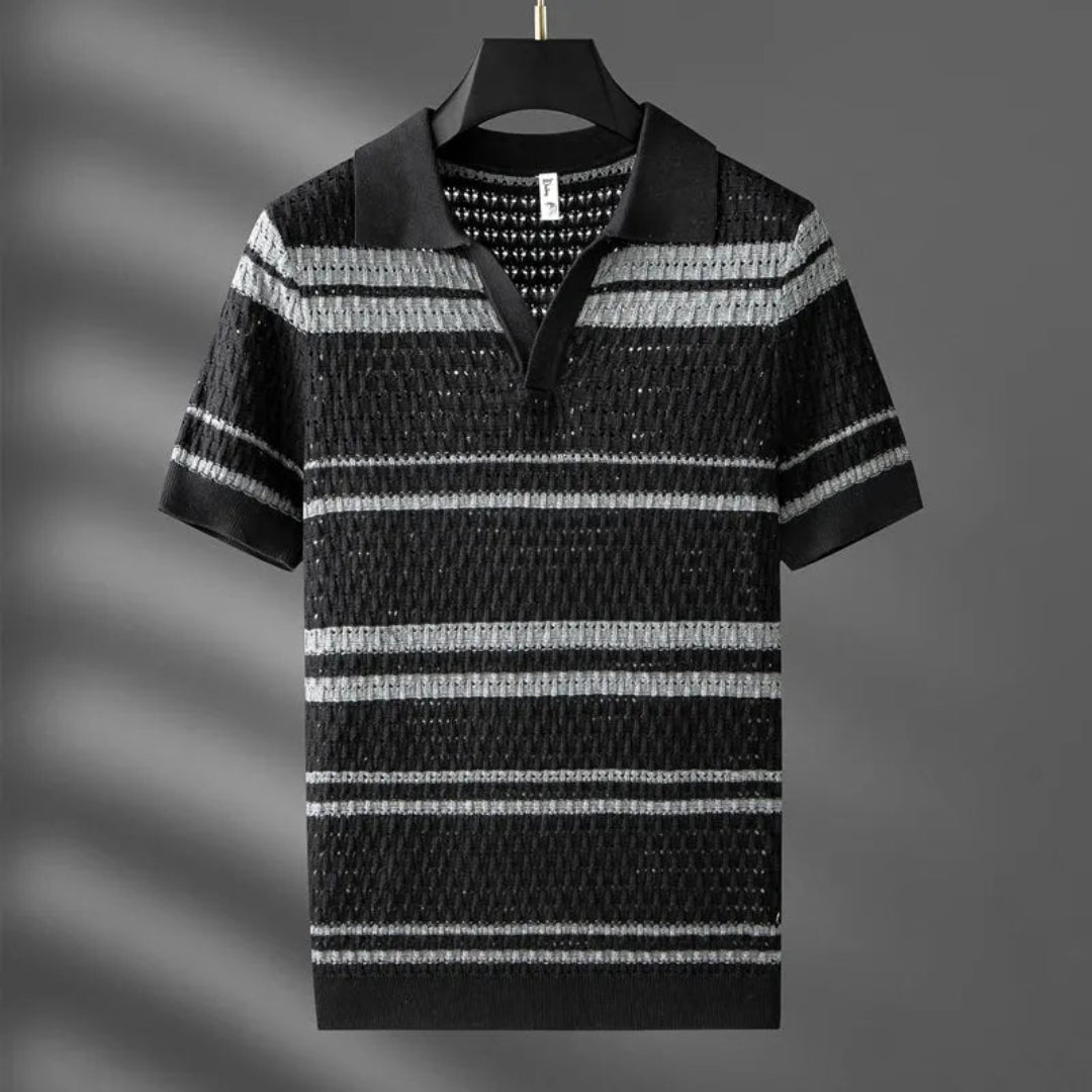 Paolo Striped Knit Polo Shirt