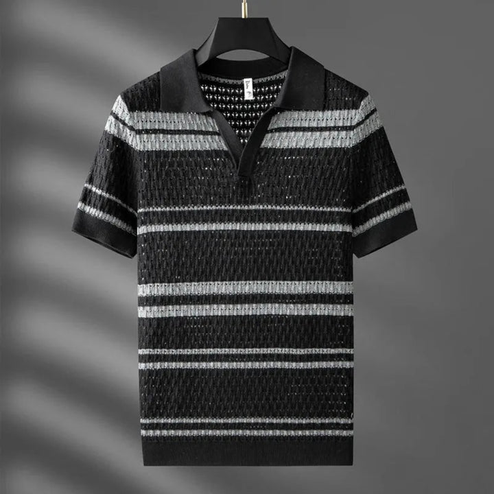 Paolo Striped Knit Polo Shirt