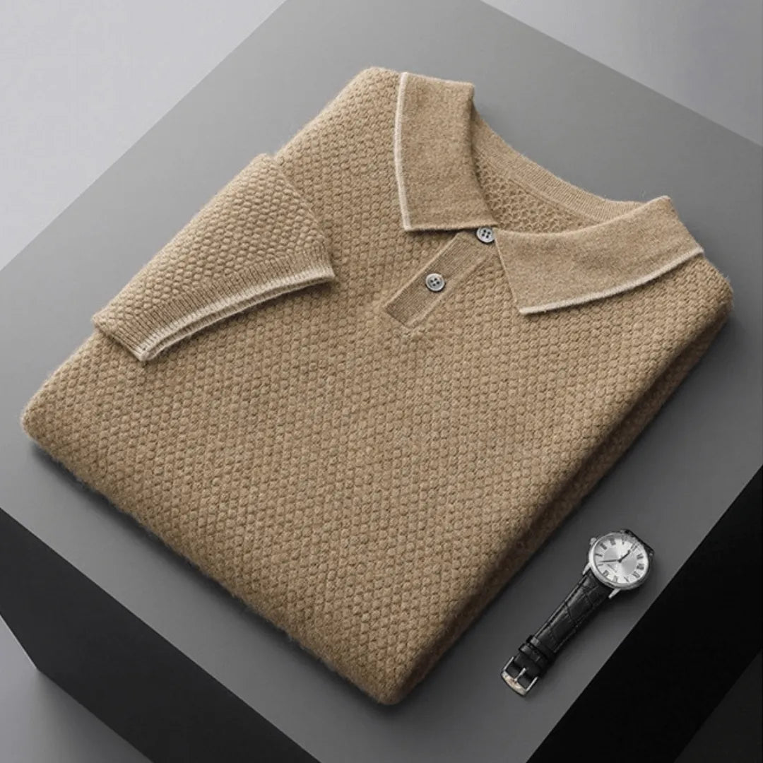 Paul Textured Knit Cashmere Polo
