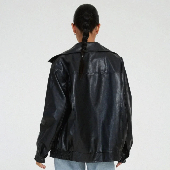Tanya Oversized Faux Leather Full-Zip Jacket