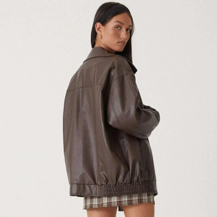 Tanya Oversized Faux Leather Full-Zip Jacket