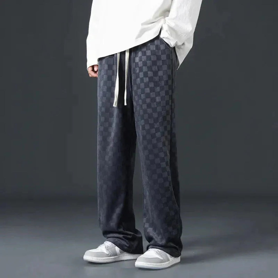 Renard Checkerboard Wide-Leg Jogger