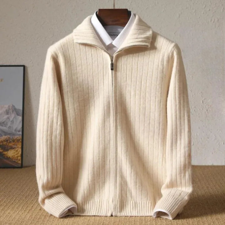 Samuel Ribbed Wool Zip Cardigan