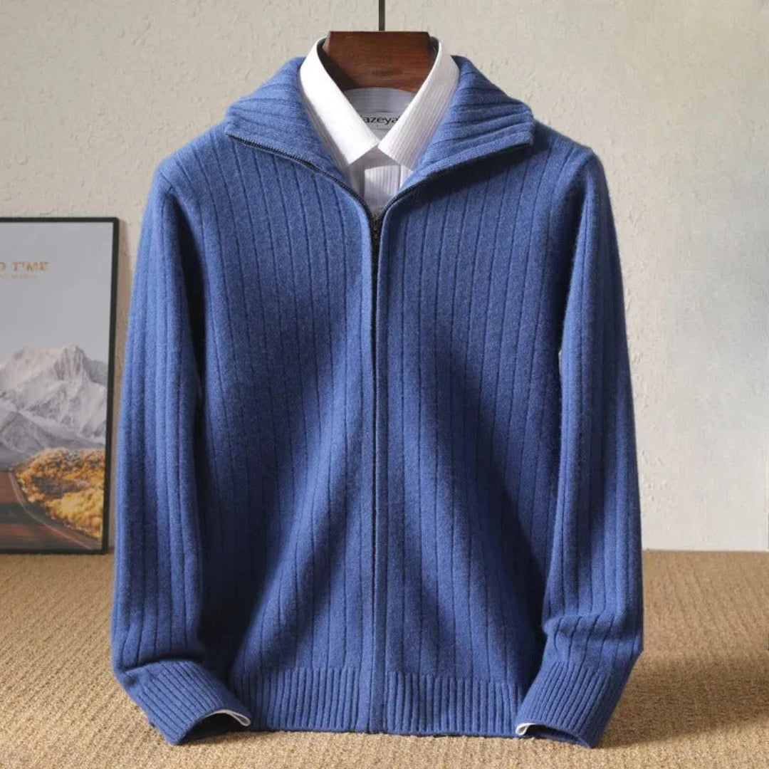 Samuel Ribbed Wool Zip Cardigan