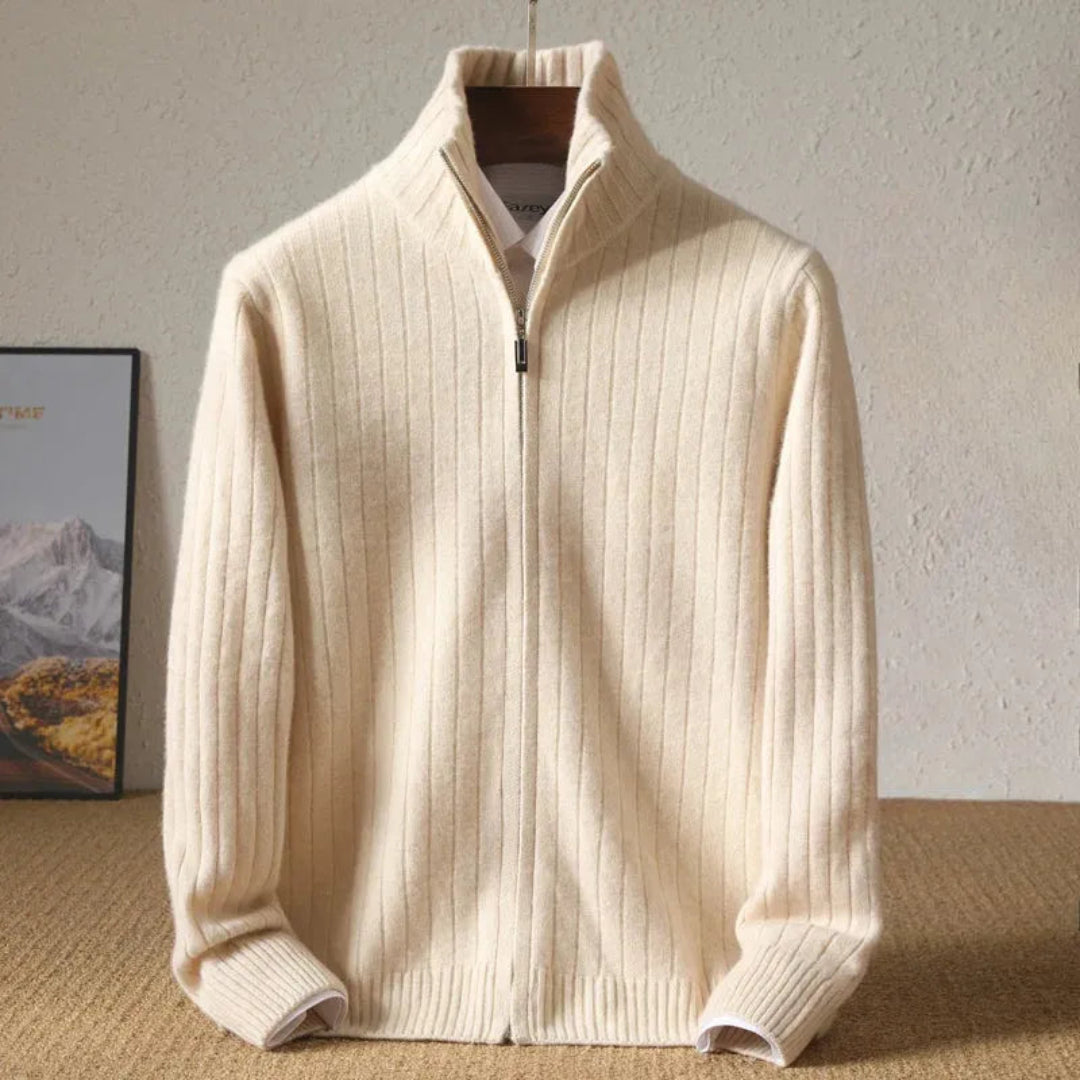 Samuel Ribbed Wool Zip Cardigan