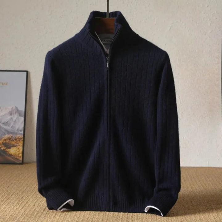 Samuel Ribbed Wool Zip Cardigan