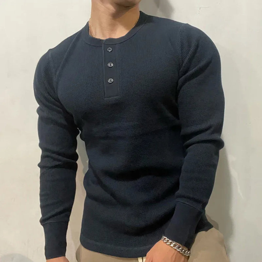 Samuel Waffle-Knit Muscle Henley Shirt