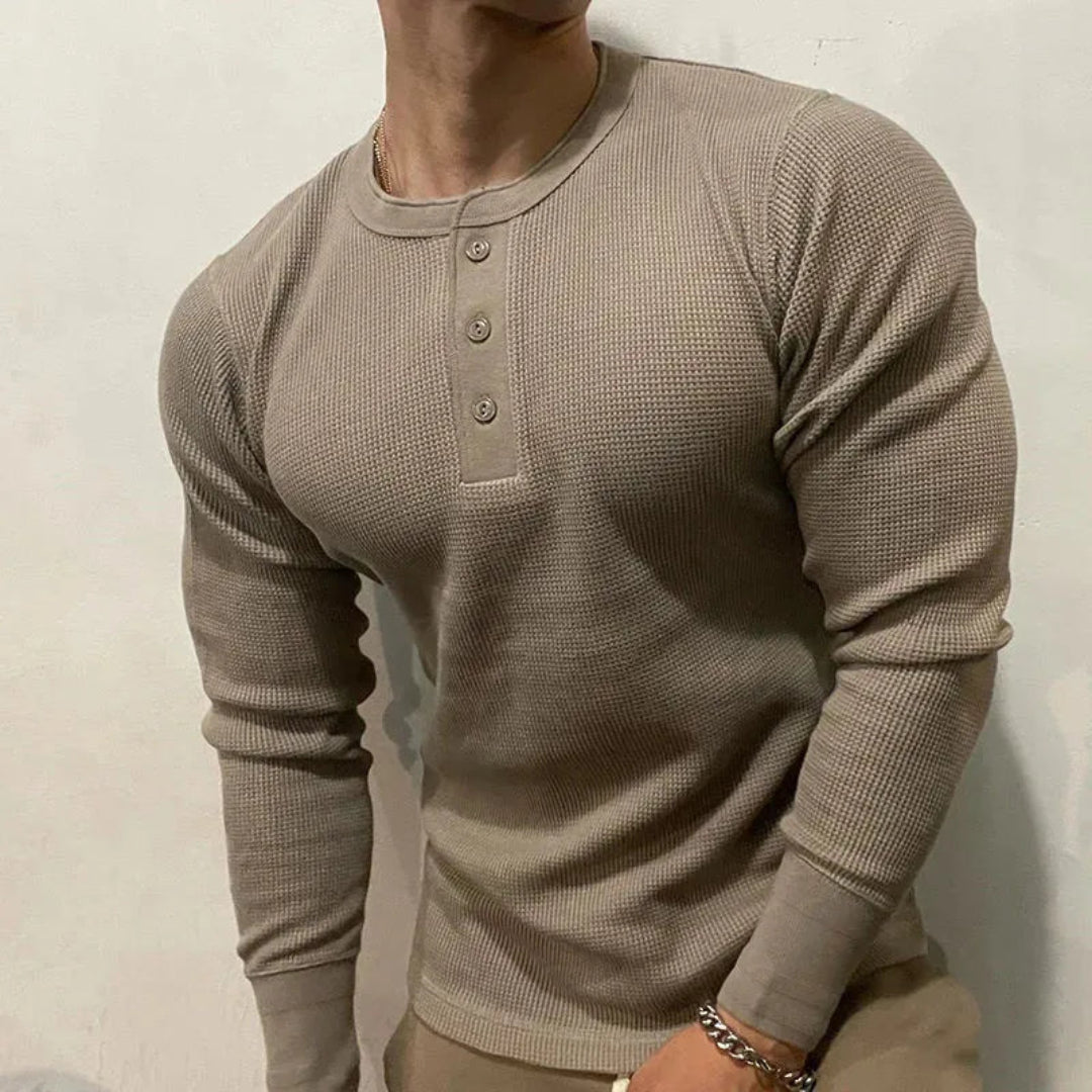 Samuel Waffle-Knit Muscle Henley Shirt