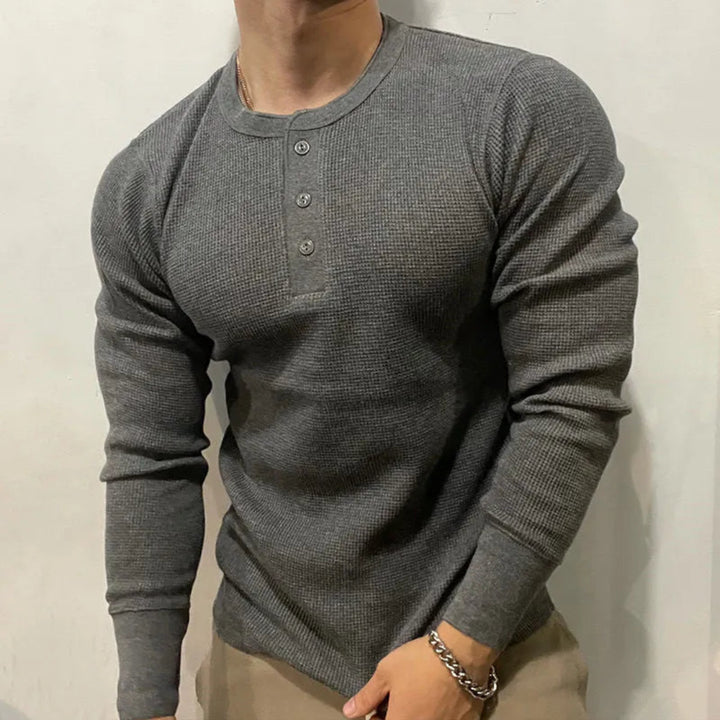 Samuel Waffle-Knit Muscle Henley Shirt