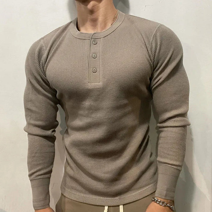 Samuel Waffle-Knit Muscle Henley Shirt