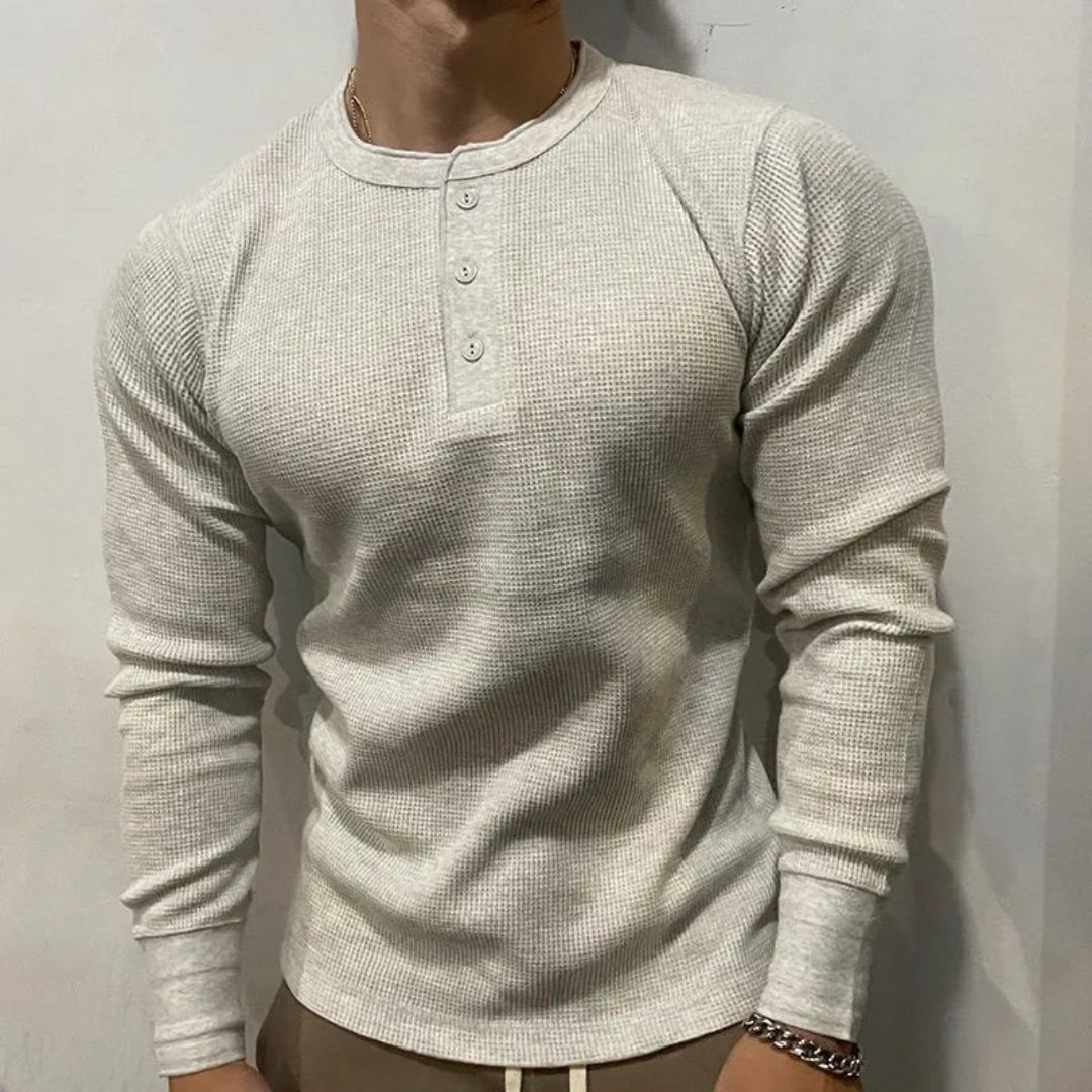 Samuel Waffle-Knit Muscle Henley Shirt
