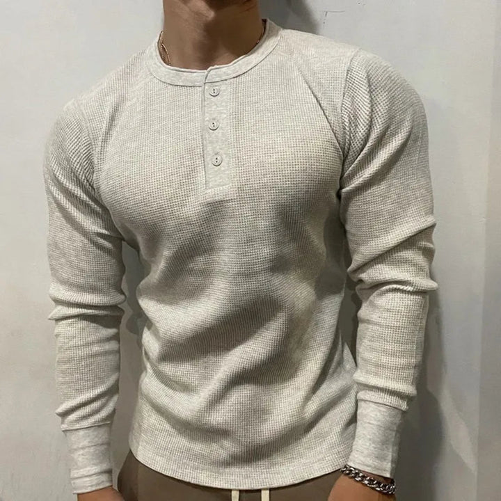 Samuel Waffle-Knit Muscle Henley Shirt