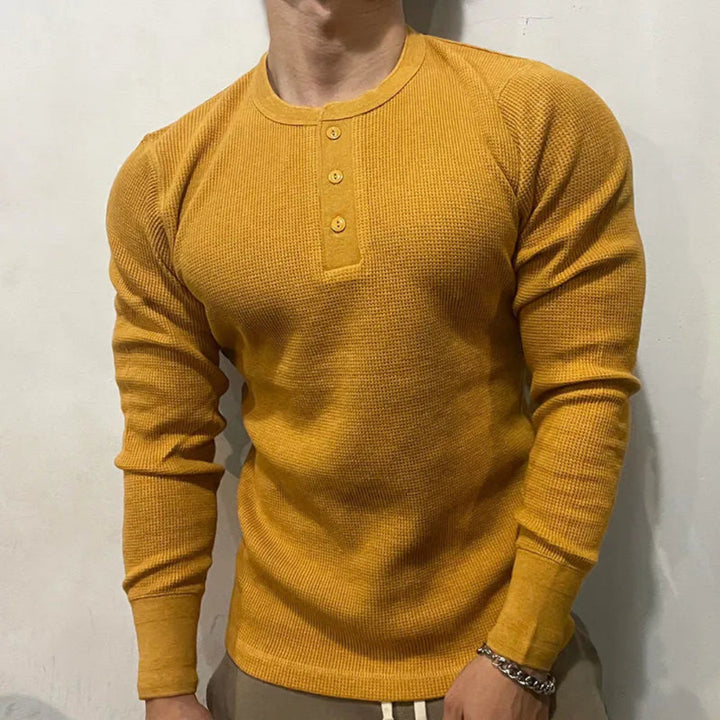 Samuel Waffle-Knit Muscle Henley Shirt