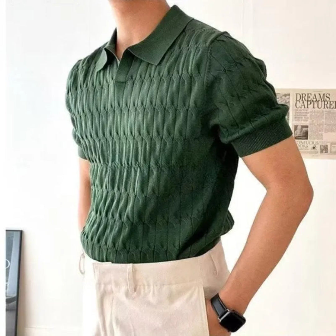 Sebastian Textured Knit Polo Shirt