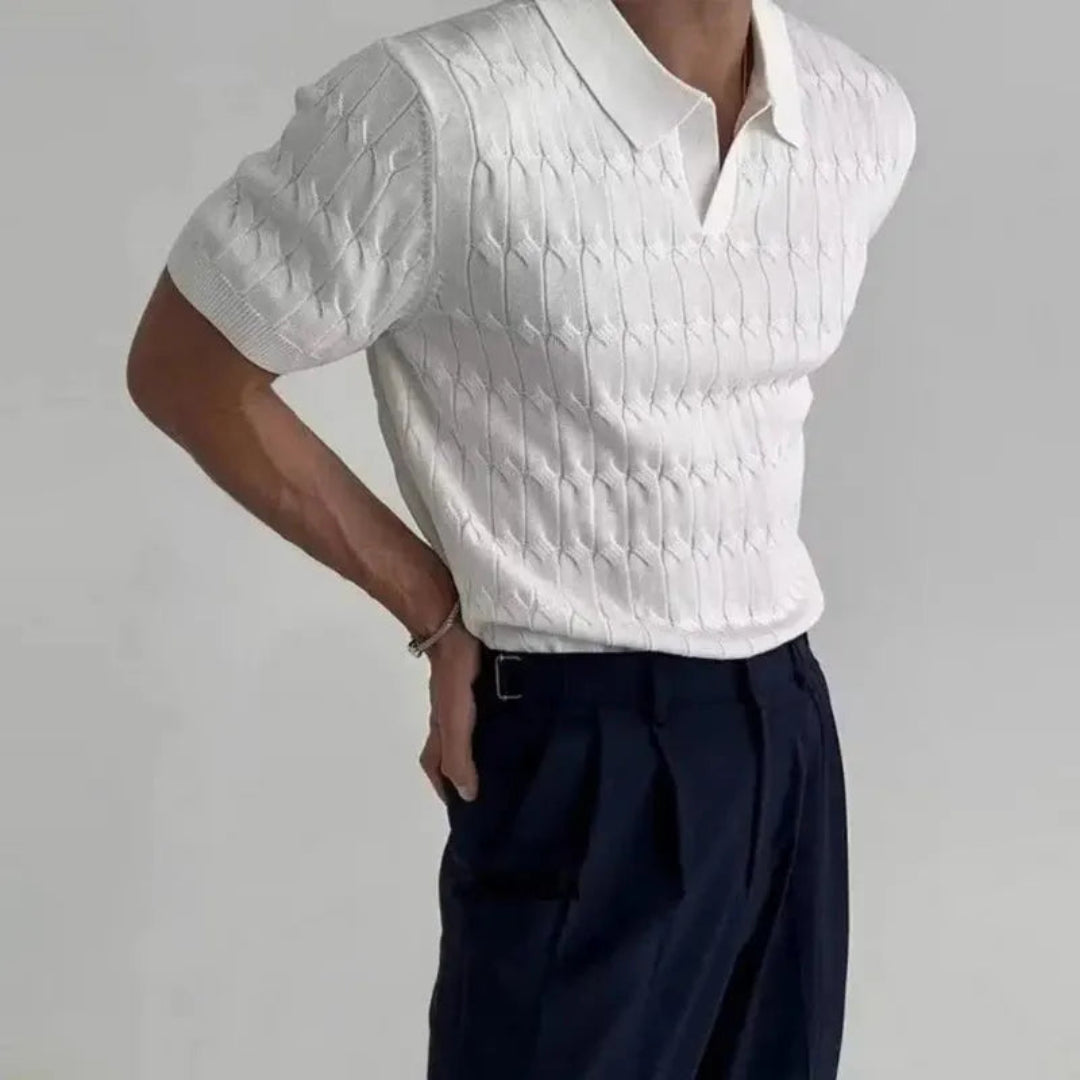 Sebastian Textured Knit Polo Shirt