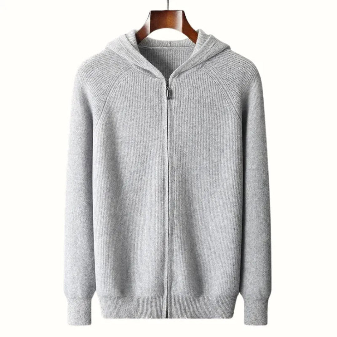 Sebastian Wool Full-Zip Hooded Cardigan