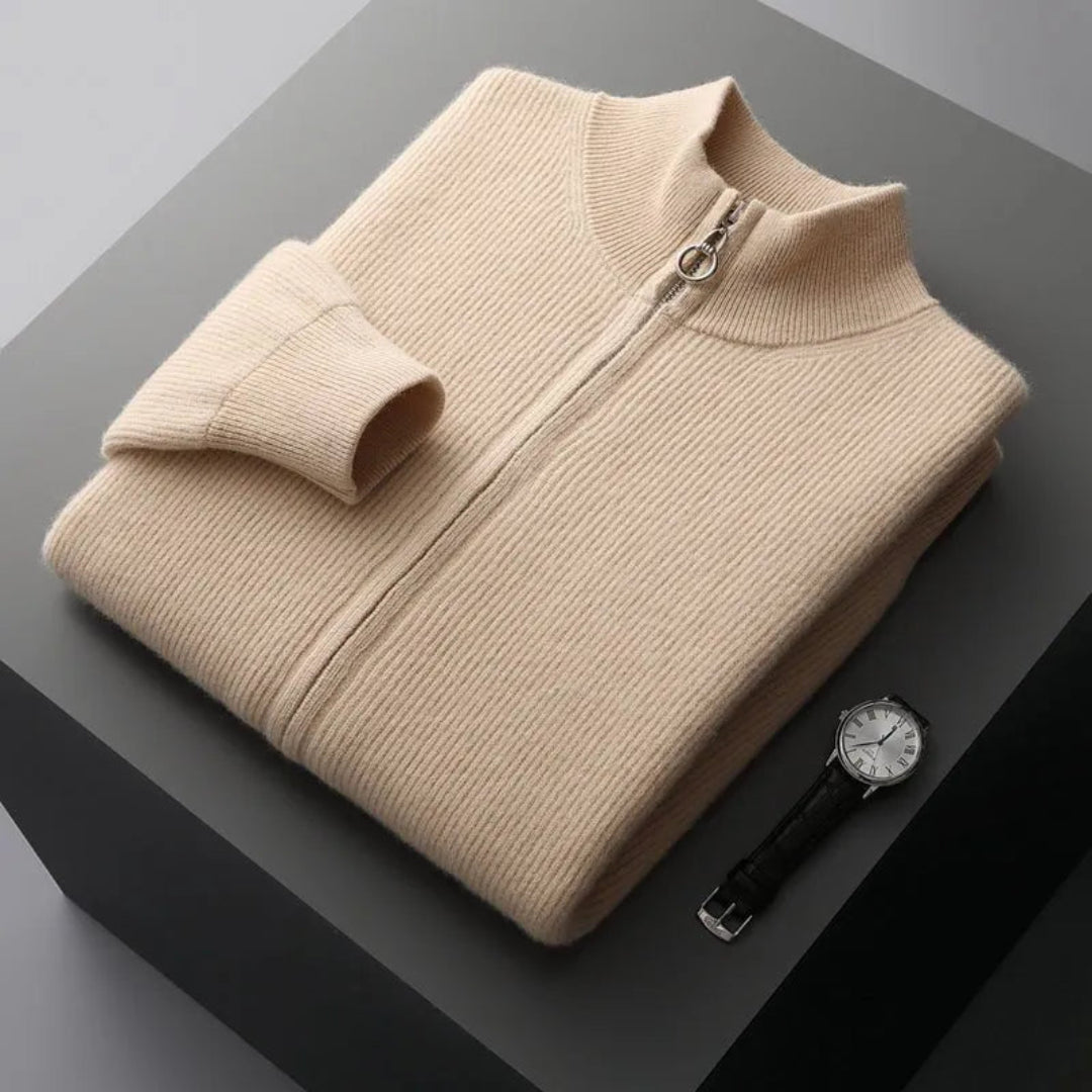 Walter Merino Wool Zip-Up Sweater