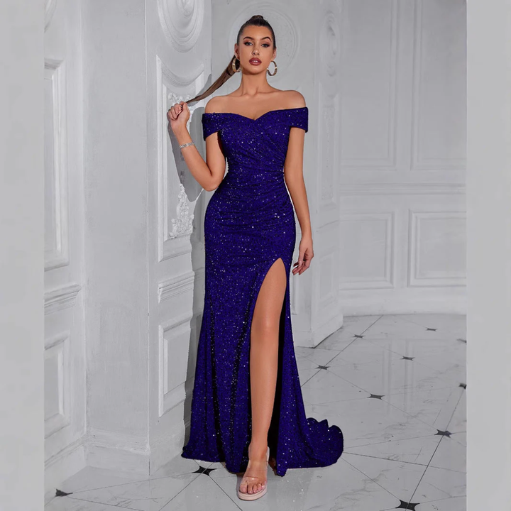 Women Bold Sparkle Slit Evening Dress LionStyle Lion Style