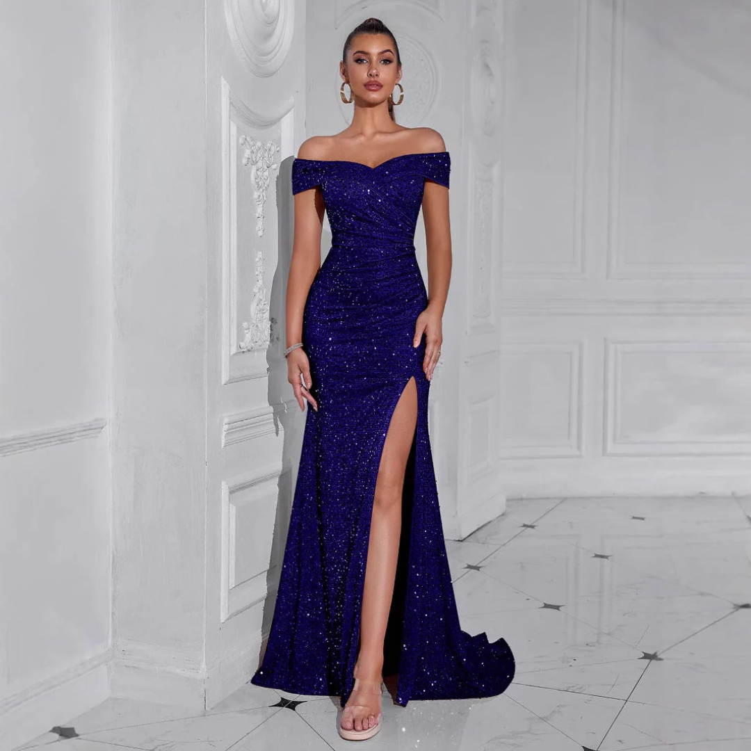 Women Bold Sparkle Slit Evening Dress LionStyle Lion Style