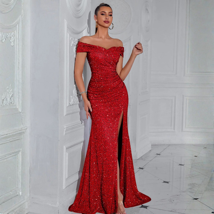 Women Bold Sparkle Slit Evening Dress LionStyle Lion Style