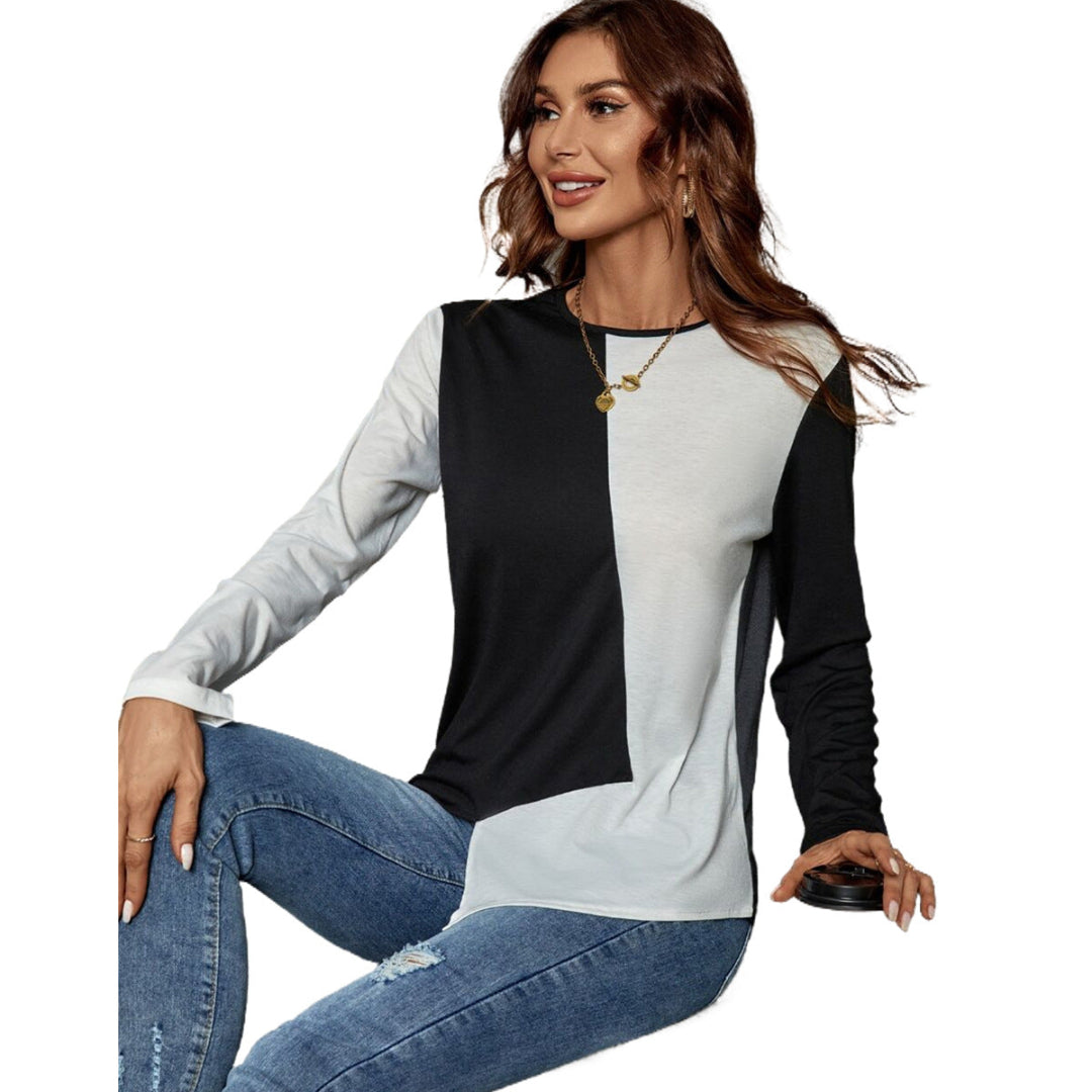 Women Casual Colorblock Long Sleeves LionStyle