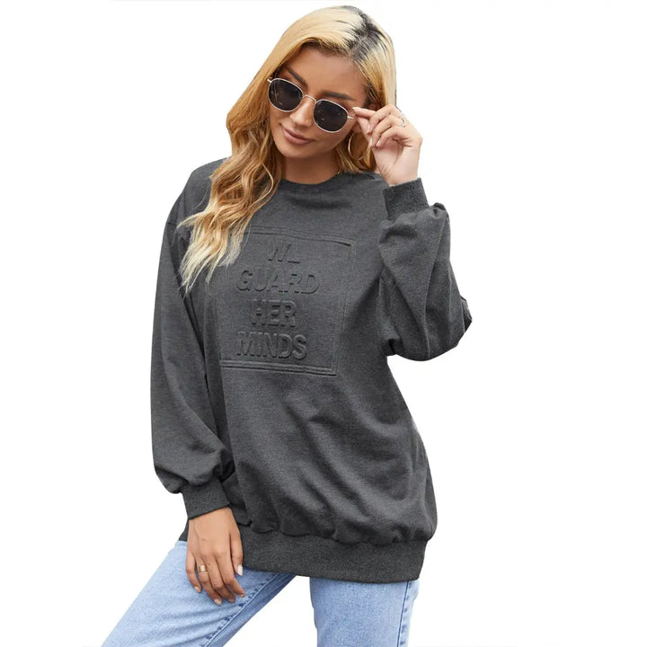 Women Casual Embossed Sweatshirt LionStyle Lion Style