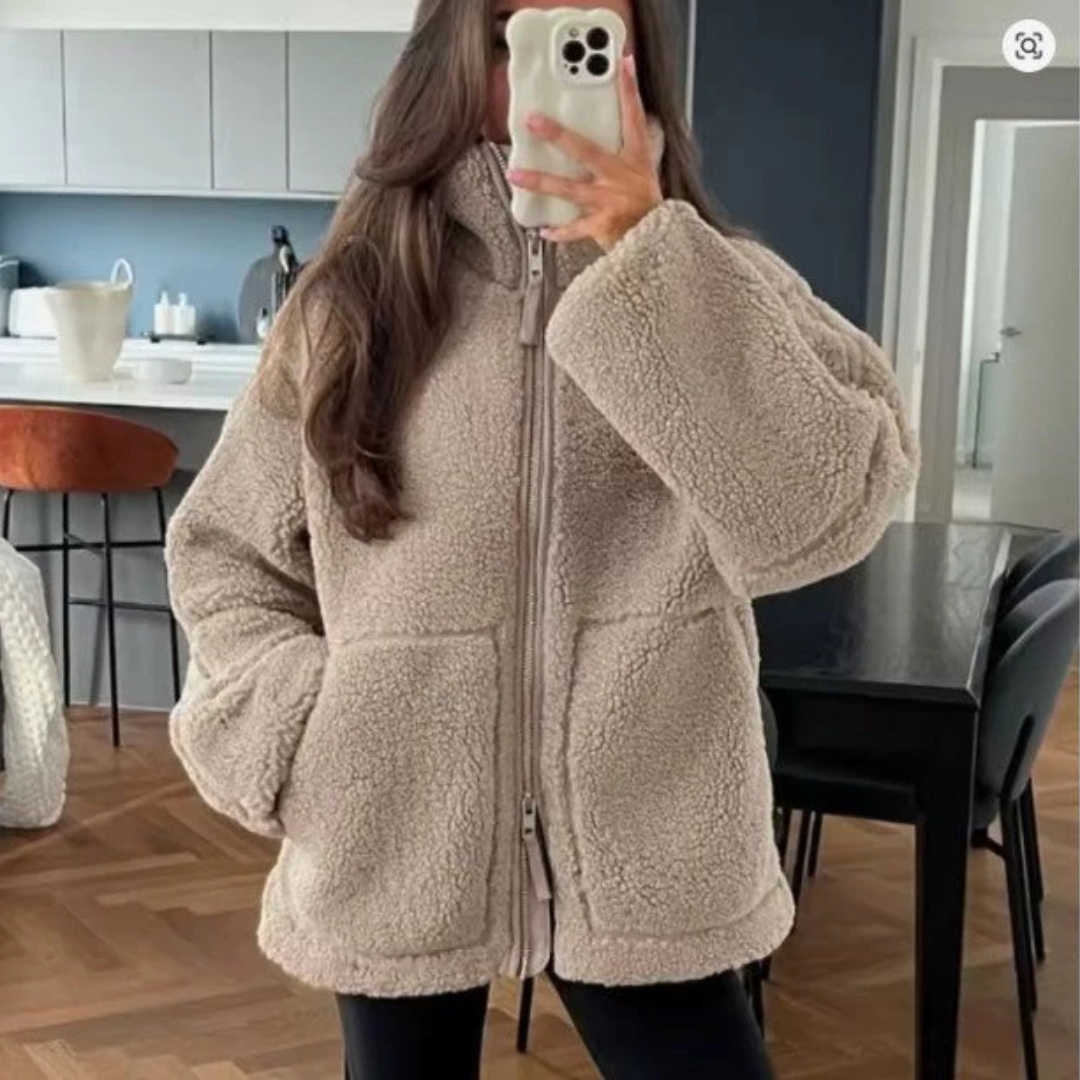 Women Casual Plush Zip Jacket LionStyle Lion Style