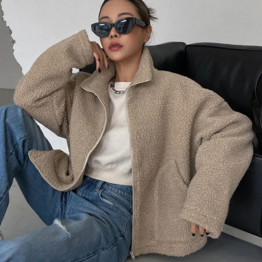Women Casual Plush Zip Jacket LionStyle Lion Style