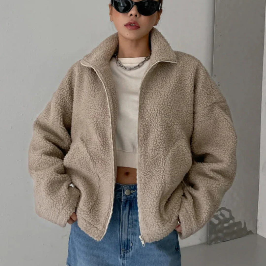 Women Casual Plush Zip Jacket LionStyle Lion Style